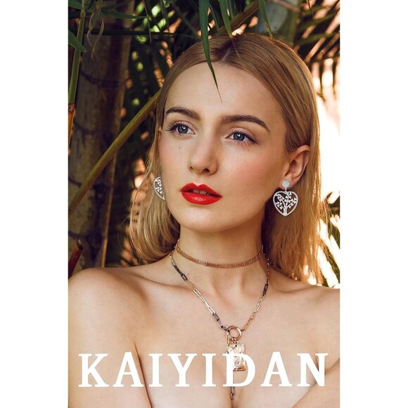 Silver Tree life Heart Statement Vintage Long Summer Earring for Women Jewelry - Picture 9 of 9